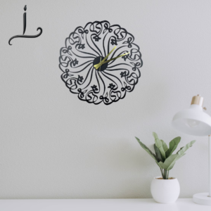 Al Hayy (The Ever-Living) Metal Islamic Wall Clock | 3D Arabic Calligraphy Art