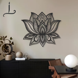 Lotus Flower Mandala Metal Sculpture | Large 3D Yoga Studio Wall Art