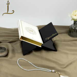 Personalized Black Acrylic Quran Holder – Custom Name & Bismillah | Islamic Gift, Ramadan